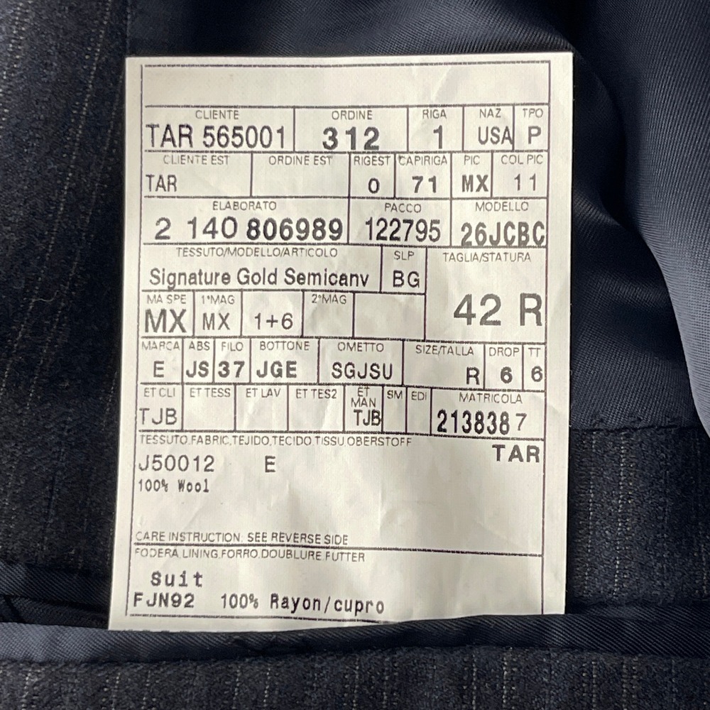 Jos A Bank 2-Piece Suit 42R 36x29 100% Wool Navy Blue Pin Striped Jacket  Pants - Picture 5 of 16